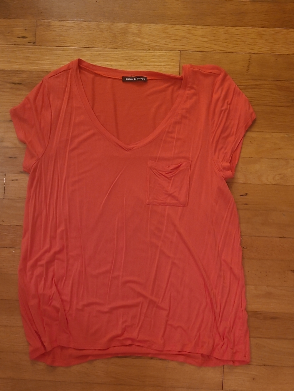 Cable & Gauge Coral V-Neck Pocket Tee